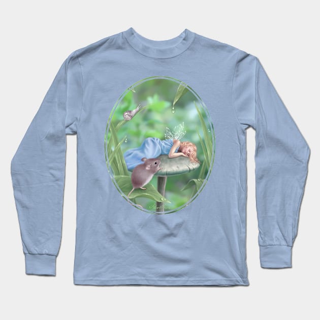 Sweet Dreams Sleeping Fairy & Mouse Long Sleeve T-Shirt by silverstars